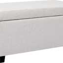 CangLong Upholstered Storage Ottoman and Entryway Bench for Living Room, Set of 1,White, 17.7"D x 35.4"W x 16.5"H