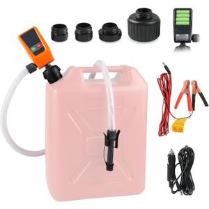 Fuel Transfer Pump with Auto-stop Sensor Leak Protection and 4 Tank Adapter, 3.2GPM, 51" Hose, 3 Power Modes, Battery Powered/12 Volt Portable Liquid Pump for Diesel, Oil