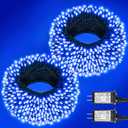 2 Pack Christmas Lights Outdoor, Total 200FT 600LED Christmas Tree Lights with 8 Modes Waterproof, Green Wire String Twinkle Lights for Indoor Home Garden Xmas Party Holiday Decorations, Blue