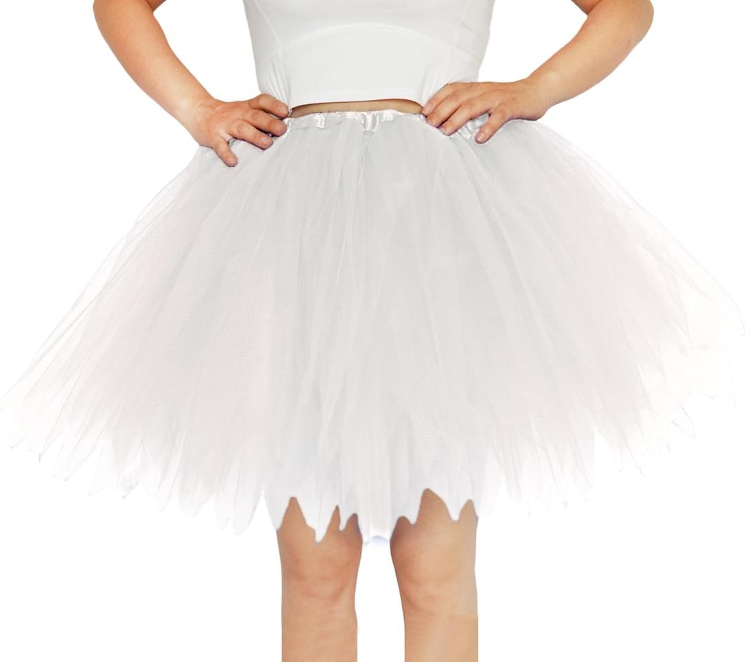 Women Adult Tutu Skirt 1980s Vintage Tutu Ballet Bubble Dance Skirts Teens Plus Size Halloween Tutu (Medium-Large, White)