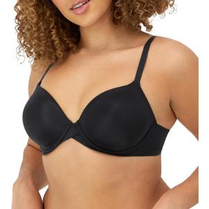 Maidenform Underwire, One Fab Fit Demi T-Shirt, Convertible Bras for Women (42B, Black)