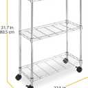 Whitmor 3 Tier Shelving Unit with Wheels, Adjustable Heavy Duty Metal Storage Shelves, 400 lbs Capacity per Shelf, 1200 lbs Total for Home, Garage, Workshop, 23" L x 9" W x 32" H, Chrome