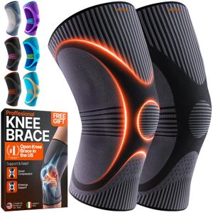 DR. BRACE Elite Compression Knee Brace for Women & Men, (2-Pack) Knee Support Compression Sleeve, Workout Sports Knee Braces for Meniscus Tear, ACL & Arthritis Pain Relief - Check Size Guide Video (Pluto, XX-Large)