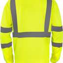 Safety Shirt Long Sleeve High Visibility Reflective Breathable T Shirt for Work Warehouse Construction Class 3 (X-Large)