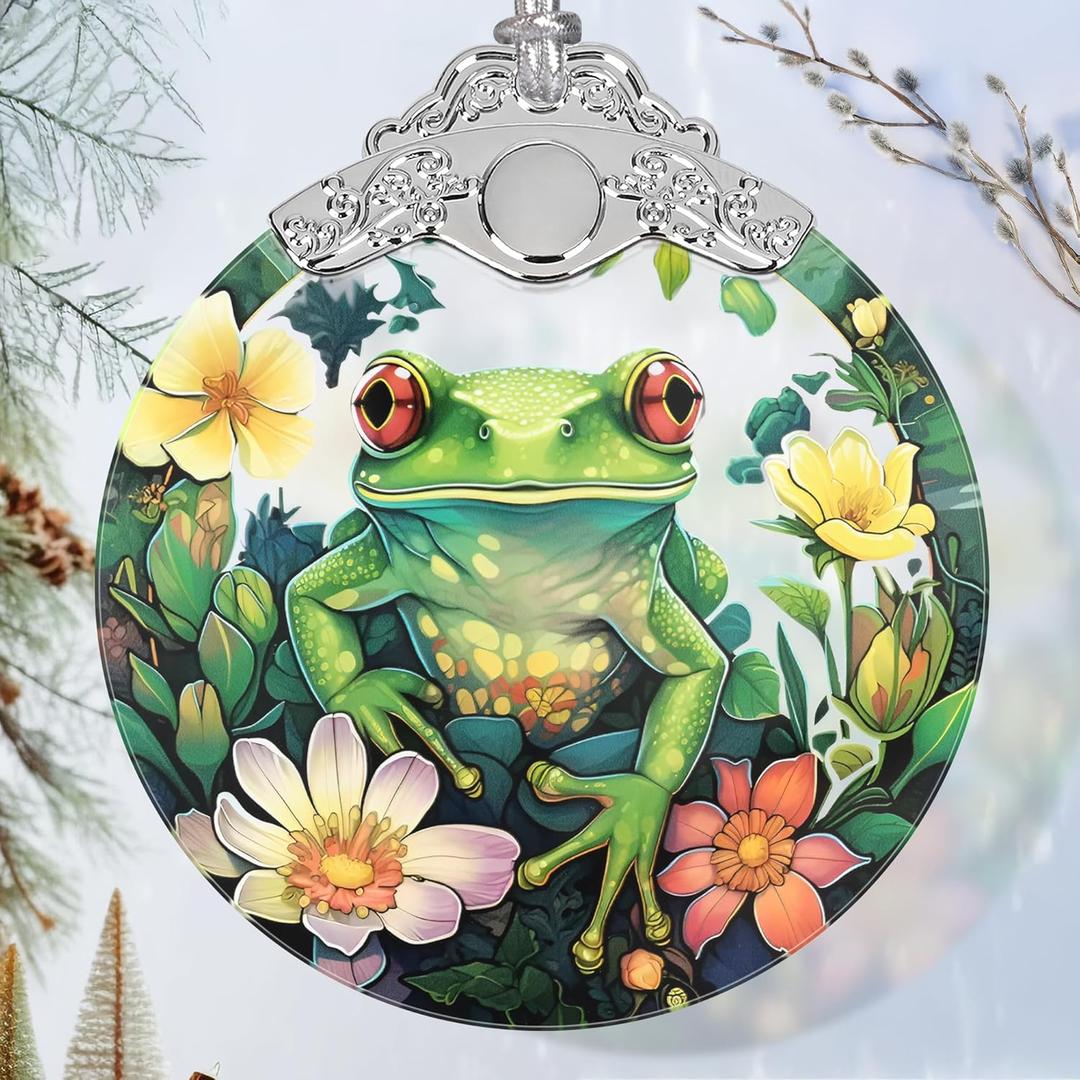 Frog Stained Glass Orament - Christmas Ornament - Christmas Decorations for Tree - Holiday Present ldeas - Gift Exchange