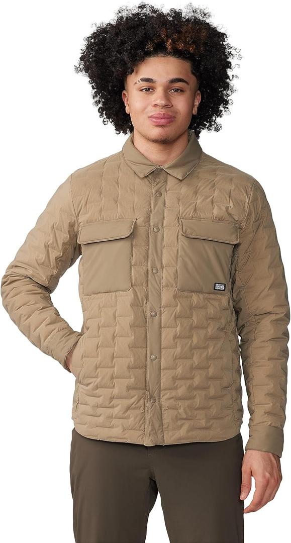 Mountain Hardwear mens Stretchdown Light Shacket (Small, Trail Dust)