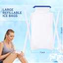 Syhood 6 Pcs Disposable Large Ice Packs for Injuries 7 x 14 Inch Reusable Refillable Ice Bags with Clamp Closure with Soft Outer Covering and Leak Resistant Inner Layer for Pain Relief