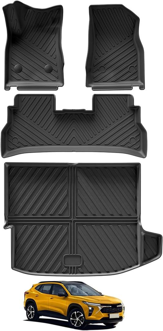SMABEE Fit for 2024 2025 2026 Chevy Trax Floor Mats & Cargo Liner TPE All Weather Floor Liners for Chevrolet Chevy Trax 2024 2025 2026 Accessories Car Mats Trunk Mat Cargo Mat Heavy Duty Full Set