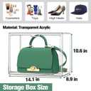 5 Pack X-Large Acrylic Shoe Box Size 14, Clear Sneaker Shoe Display Case Transparent Stackable Storage Box Purse Handbag Organizer, Figure Collectibles Showcase, Fit Underbed, Closet, Bathroom