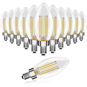 12-Pack E12 LED Bulb, 60 Watt Equivalent, Dimmable 2700K Warm White Light, B11 Chandelier Light Bulbs, 5.5W 500LM Candelabra LED Light Bulbs for Ceiling Fan Home Decor