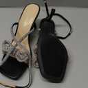 DREAM PAIRS Women's Double Bowknots Heels Open Square Toe Ankle Strap Crystal Rhinestone Dress Sandals for Party Wedding, Size 8