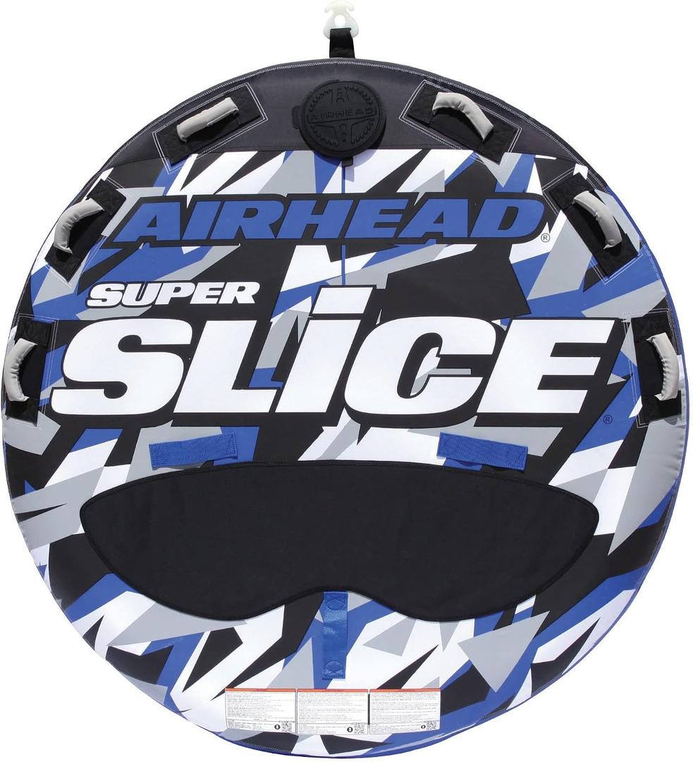Airhead Slice Towable 2-4 Rider Models, Tube for Boating and Water Sports, Heavy Duty Full Nylon Cover with Zipper, EVA Foam Pads, and Patented Speed Safety Valve for Easy Inflating & Deflating, Standard
