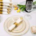 DaYammi 350Pcs Gold Glitter Dinnerware Set 50 Guest for Party Gold Plates Disposable - 50 Dinner Plate,50 Dessert Plate,50 Per Rolled Napkins with Gold Cutlery,50 Plastic Cups 9 OZ for Party Wedding