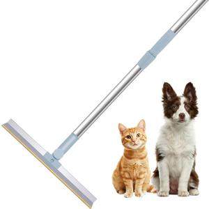Reusable Pet Hair Removal Tool, Long Handle Adjustable for Couch, Rugs (Gray)