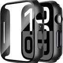 Smiling 2 Pack Case Compatible with Apple Watch Series 11 (2025)/ Series 10 42mm with Tempered Glass Screen Protector, Hard PC Case Scratch-Resistant Overall Protective Cover- Black