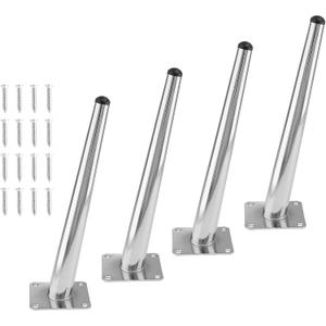 4pcs 10 Inch Furniture Legs, Oblique Conical Metal Legs Chrome Mid-Century Style Furniture Feet for Sofa Cabinet Table Chair Cupboard Couch Ottoman Home DIY Projects (Silver)