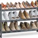 SONGMICS Shoe Rack, 3-Tier Shoe Organizer, Metal Shoe Storage for Garage, Stackable Shoe Shelf, with Adjustable Flat or Angled Shelves, 9-12 Pairs, Charcoal Gray ULMR03GB