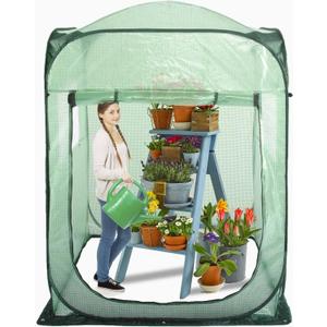 Porayhut Pop Up Greenhouse Tent,Portable X-Large Walk-in Flower House ,Indoor Outdoor Gardening Plant Sunshine Room with PE Mesh Cloth Cover for Protecting Plant from Cold Frost & Birds