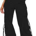 Women Y2k High Waisted Straight Leg Relaxed Fit Cargo Pants with 6 Pockets Streetwear Concert Dance Outfit (Small, Black)