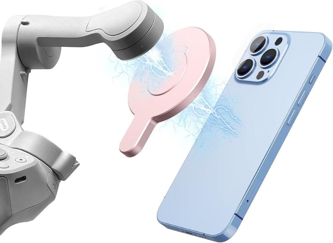 Magnetic Phone Clamp for DJI, Adapter Mount for Gimbal Stabilizer Osmo Mobile 8 7 7P SE 6 5 4, DJI OM Accessories Fit for Magsafe iPhone Android Smartphone (Pink)