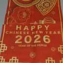 Qpout Chinese New Year Table Runner 2026, Year of The Horse Spring Festival Decor, 14x71 Inch Lunar New Year Table Decor for Holiday Party, Indoor Outdoor Kitchen Dining Room Decorations