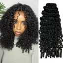 YWIGS Water Curly Human Crochet Hair Burmese Curly Invisible Crochet Human Hair Extensions 18" NC 100 Strands