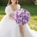50 PCS Purple Roses Artificial Flowers, Real Looking Fake Roses with Long Stems Silk Flowers for DIY Wedding Bouquet Party Celebration Home Bridal Shower Decoration Valentine's Day Gift for Her Wife