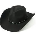 Lanzom Women Men Classic Felt Wide Brim Western Cowboy Cowgirl Hat with Belt Buckle M-L