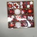 48PCS Red and White Christmas Balls Ornaments Set, Shatterproof Plastic Ball Set with Hanging Strings, Hanging Ball Ornaments for Xmas Christmas Tree Decorations, Early Christmas Gift Ideas