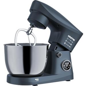 Gourmia 5 Quart Digital Electric Stand Mixer with Attachments, Bowl Shield, Dough Hook, Whisk and Beater - LED Display Timer - 10 Speed Kitchen Countertop Dough Maker Machine for Bread, Cake, Cookies
