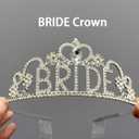 JETKONG 3 Pcs Bachelorette Party Decorations BRIDE Crown, Bride to Be Sash&Veil for Women Bachelorette Party Gifts, Bridal Shower Supplies, Gifts, Favors (Silver)