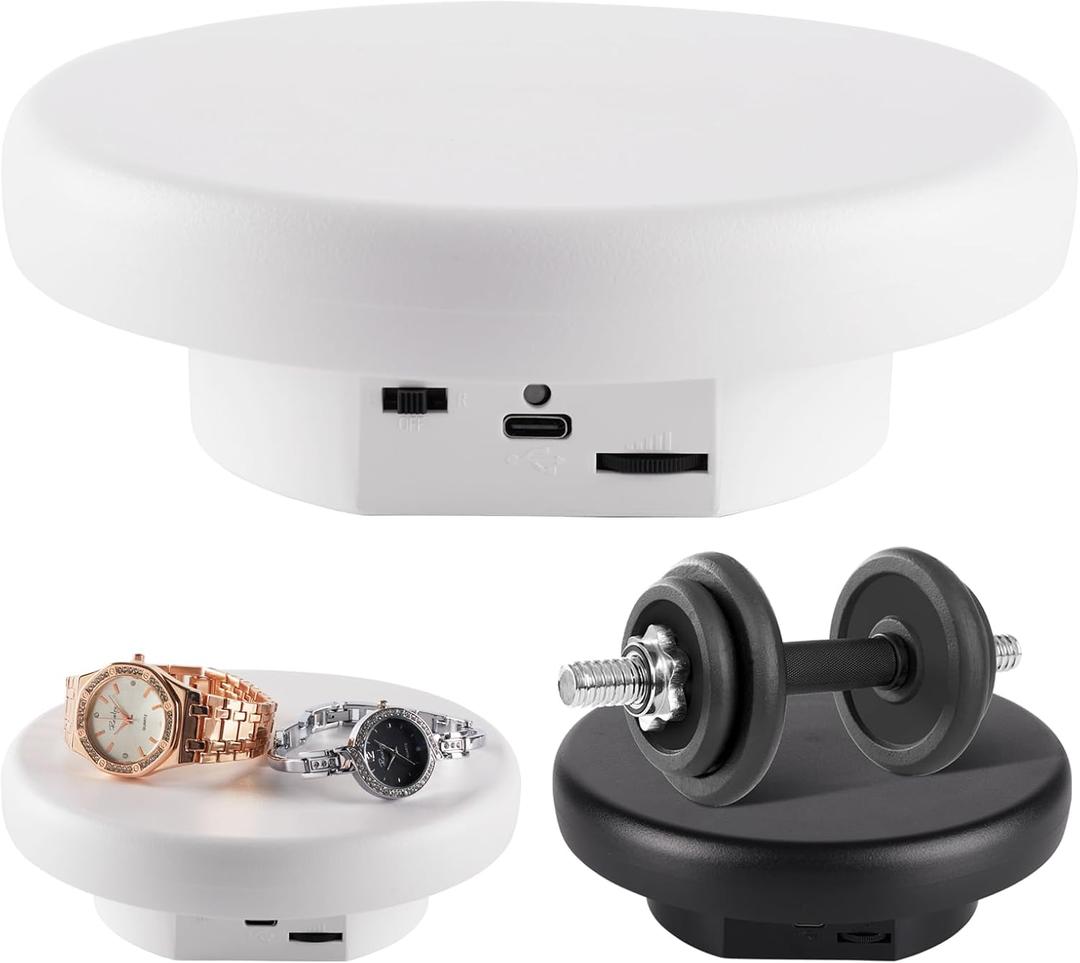 360 Electric Rotating Platform with Type-C Cable, 6.3in / 15lb Motorized Rotating Display for Jewelry Photography Products Live Show Video shoot, Mushroom Rotating Stand for 3D Model Cake White