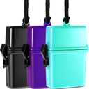 Outus 3 Pieces Waterproof Case ID Card Holder with Floating Sports Case Locker with Hanging Ring and Rope (Black Purple Lake Blue,4.72 x 2.95 x 1.57 Inch)