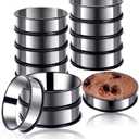 12 Pieces Crumpet Rings Nonstick English Muffin Rings, 3.15 Inch Stainless Steel Double Rolled Metal Baking Tart Ring Molds for cookies, pastries