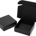 Timirog 6x6x2 Inches Small Black Shipping Boxes 25 Pack - Corrugated Cardboard Mailing Box for Small Business, Tab Locking Literature Mailer for Packing Jewelry Ornament Gift Craft Packaging Supplier