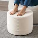 LITA Round Stuffed Pouf Ottoman, Velvet Poufs with High-Density Foam Filling and Washable Cover, Furry and Fluffy Bean Bag Foot Stools Ottoman for Living Room, Bedroom, Office, Beige