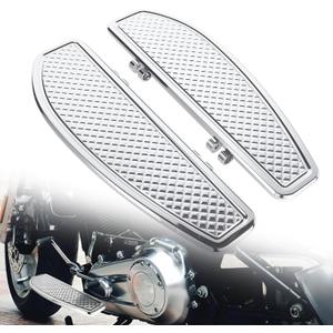 Anti-Slip Chrome-Plated Extended Rider Floorboards Foot Board Fit for Harley Touring Road King Street Electra Glide Ultra 1986-2023 Softail 1986-2017 (Silver)