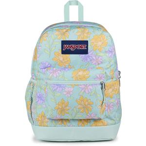 JanSport 26L Cross Town Plus Backpack, Faded Floral Fresh Mint | 15 inch Padded Laptop Sleeve, Water Bottle Pocket, Commuter Rucksack for Travel