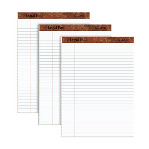 TOPS The Legal Pad, 8-1/2 x 11-3/4 Inches, Perforated, White, Legal/Wide Rule, 50 Sheets per Writing Pad, 2 Pads per Pack (75337)