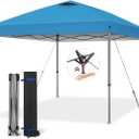 Explore Land 10x10 Pop Up Canopy with One Push Setup Heavy Duty Outdoor Sun Shade Tent for Beach,Camping,Events,Parties(Blue)