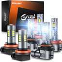 SEALIGHT 9005/HB3 H11/H9/H8 Light Bulbs Combo and F1 H11 LED Fog Light Bulbs 66,000LM Ultra-Bright 6500K 9005 H11 Bulbs with 14000RPM Cooling Fan, 360 Illumination, True Plug-N-Play, Pack of 6 (White)