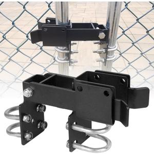 BiJun Chain Link Double Gate Latch for 1-3/8 Inch Gate Frames - Strong Arm Design with Padlock Holes,Chain Link Fence Latch for Ranch Fences & Yard Gates (Black)