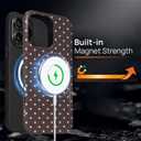 for iPhone 16 Pro Max Case for Women Girl Men Boy, Compatible with MagSafe, Shockproof Soft Silicone & Hard PC Shell Protective Case for iPhone 16 Pro Max - Brown & Pink Polka Dot Cute