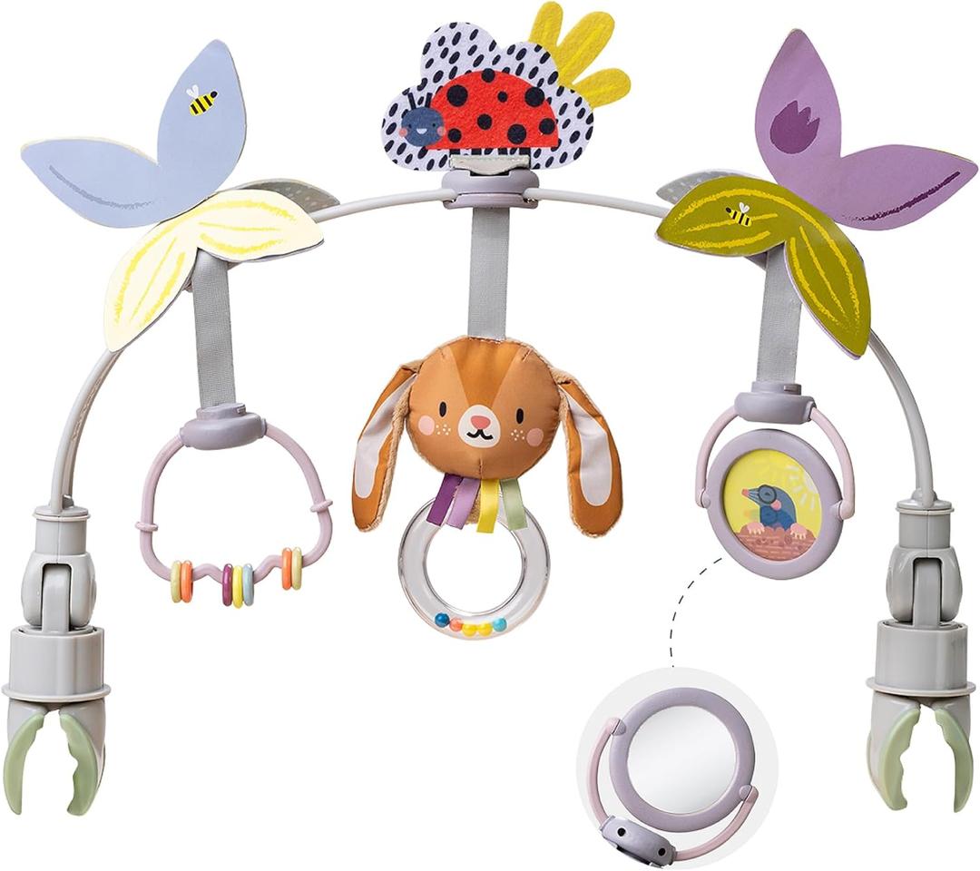 Taf Toys Baby Activity Arch, Stroller and Car Seat Toy Attachment with Rattling Beads Maze and Double-Sided Spinning Mirror, Ideal for Babys Fine Motor Skills Development, 0-12 Months