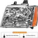 APSVE Headlights Assembly Fit for 2007-2014 Chevy Tahoe,For 07-13 Chevy Suburban Avalanche Replacement Headlamp Pair OE style, Chrome Housing Amber Side