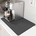Coffee Mat,Absorbent Dish Drying Mat for Kitchen Counter, Coffee Bar Mat,Non-Slip Rubber Backed,Hide Stains & Quick Dry, for Espresso Machine,Coffee Station,Cups & Sink, 16" x 24"(Dark Grey)