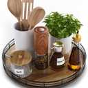 Acacia Wood 12" Lazy Susan Turntable Organizer for Table Top, Farmhouse Round Wooden Lazy Susan for Cabinet Kitchen Centerpieces Coffee Table, for Condiments Spices, Bathroom Vanity Tray Decor