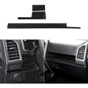 2PCS Carbon Fiber Center Console Panel Cover Trim Decoration Sticker Cover Interior Accessories Compatible with Ford F150 2015 2016 2017 2018 2019 2020