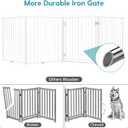 No Pawblems Free Standing Dog Gate with Door, 30'' Tall Foldable Dog Fence for Indoor & Outdoor, Up to 104 Inch Extra Wide Puppy Gate for Stairs, Hallways, Doorways, Deck, Yard (White, 4 Panels)