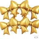 6PCS Gold Bow Balloons, 38 Inch Bow Foil Balloon, Large Elegant Gold Metallic Helium Balloons, for Girls Women Birthday Wedding Proposal Valentines Day Christmas Holiday Baby Shower Party Decoration